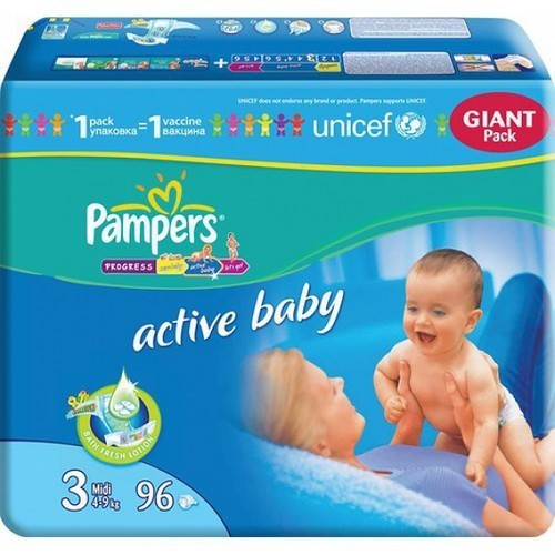 Подгузники Pampers Active Baby Midi (4-9 кг) Джайнт Упаковка 96 шт., р.3 81395153 - 81341034
